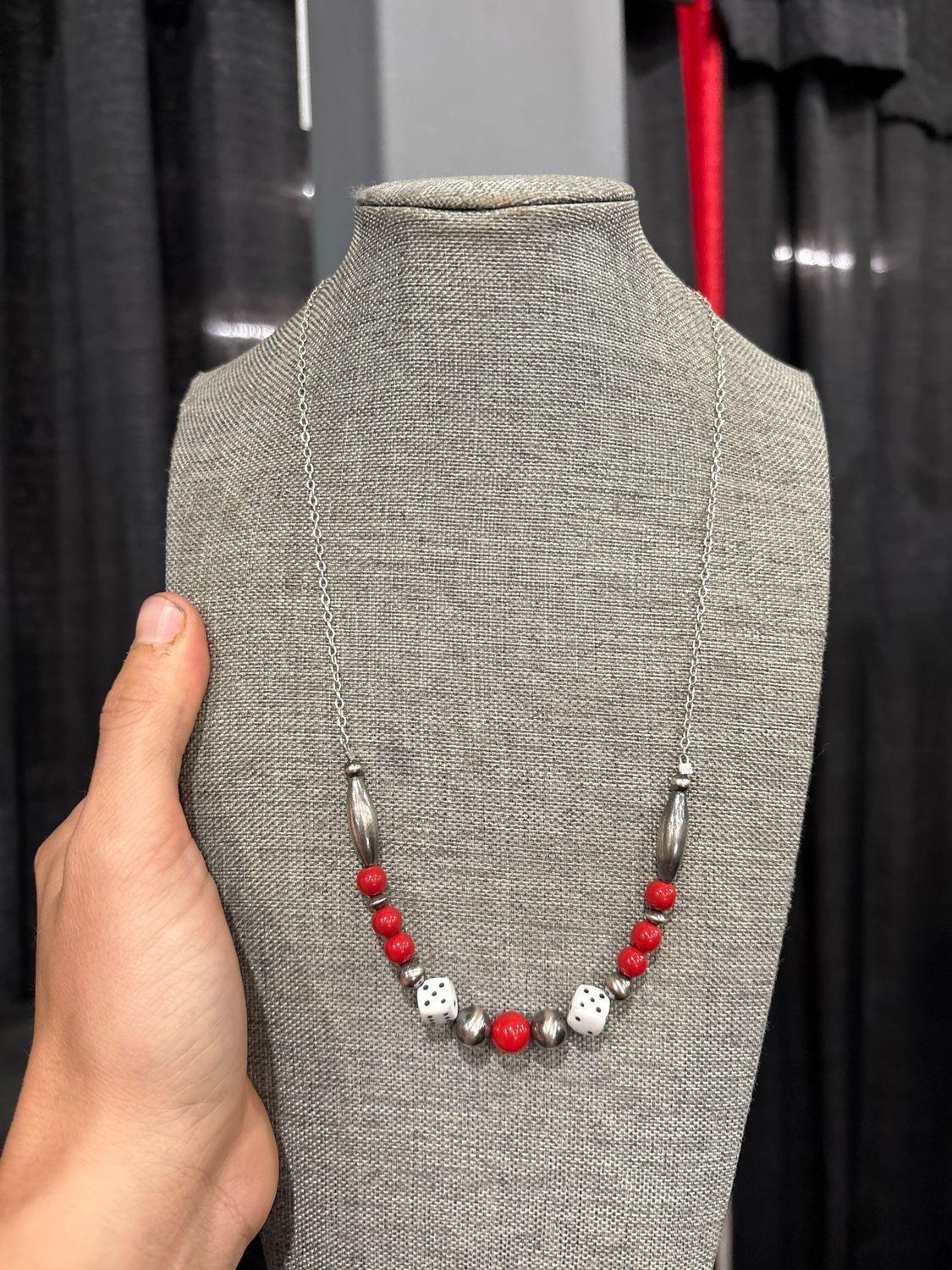 Dice, Red Glass &amp; Navajo Pearl Stacker