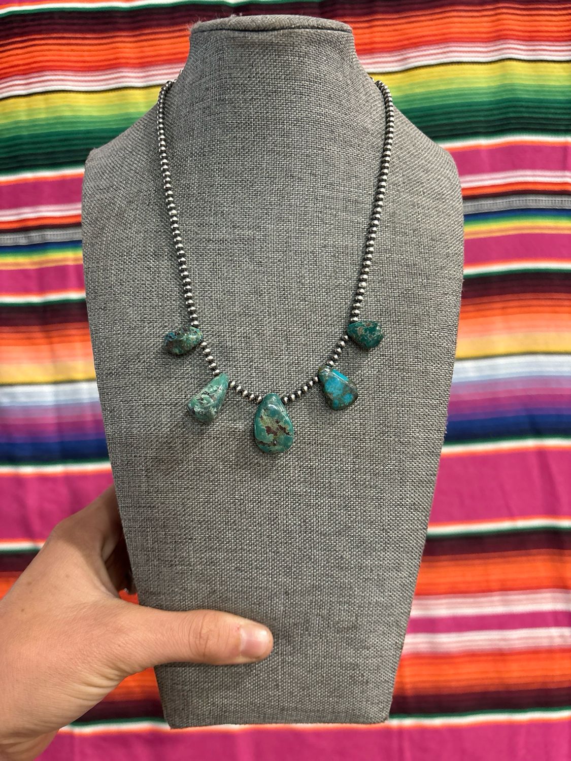 Turquoise Petals &amp; 3 mm Navajo Pearls