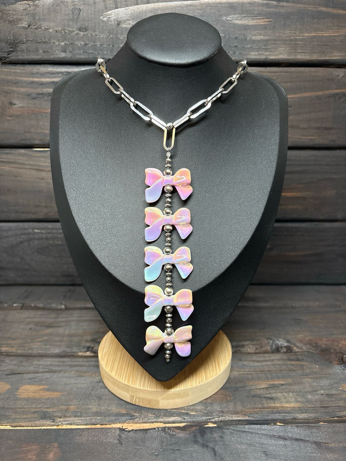 Pink Bows &amp; Navajo Pearls Lariat