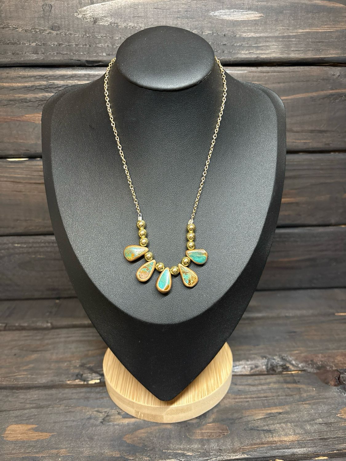 Gold Hematite &amp; Turquoise Petals Stacker
