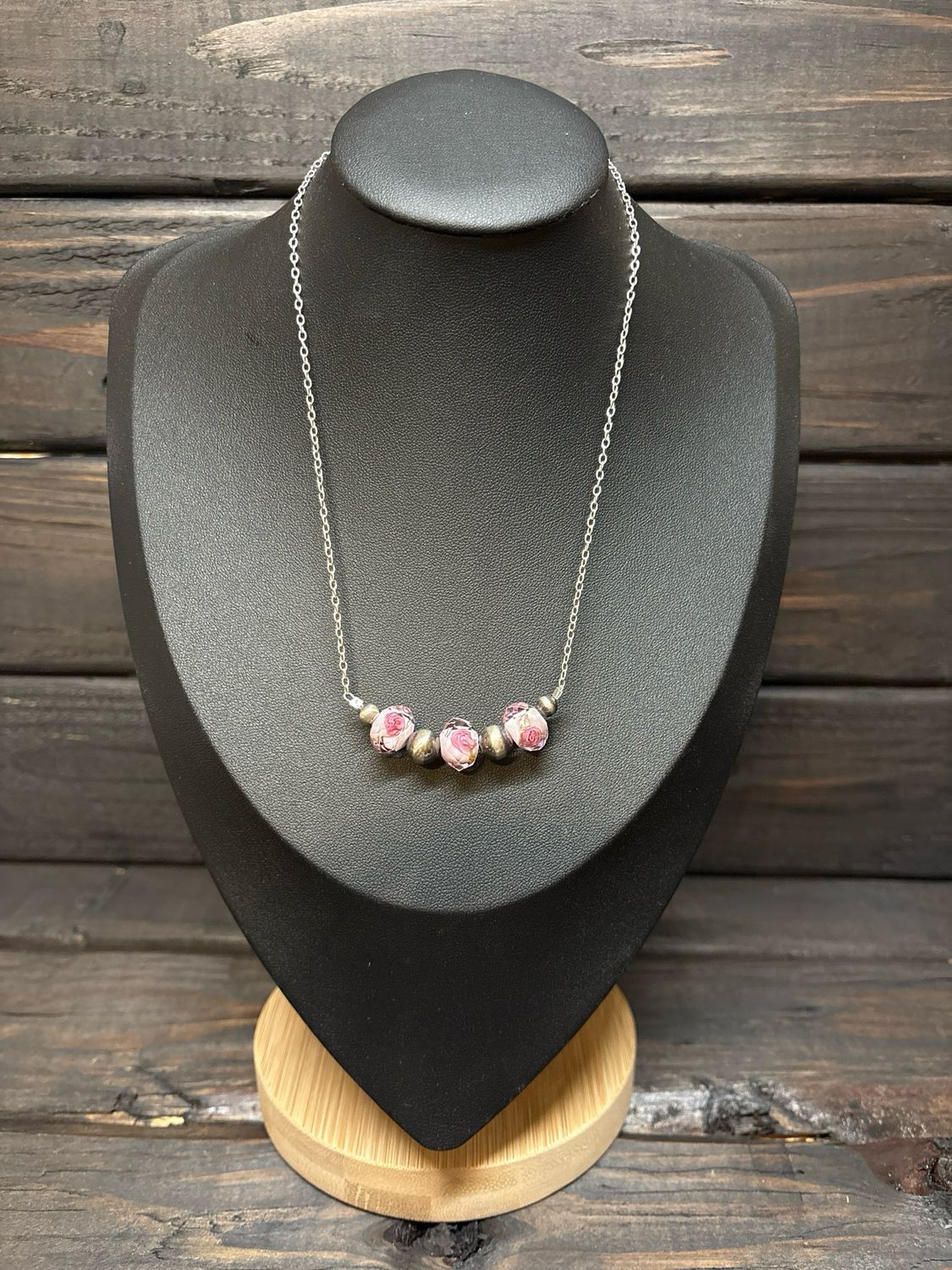 Hot Pink Rose &amp; Navajo Pearl Stacker
