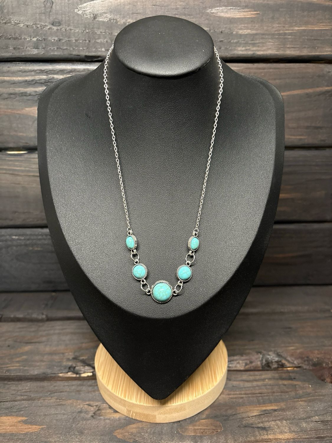 Faux Turquoise Charm Necklace