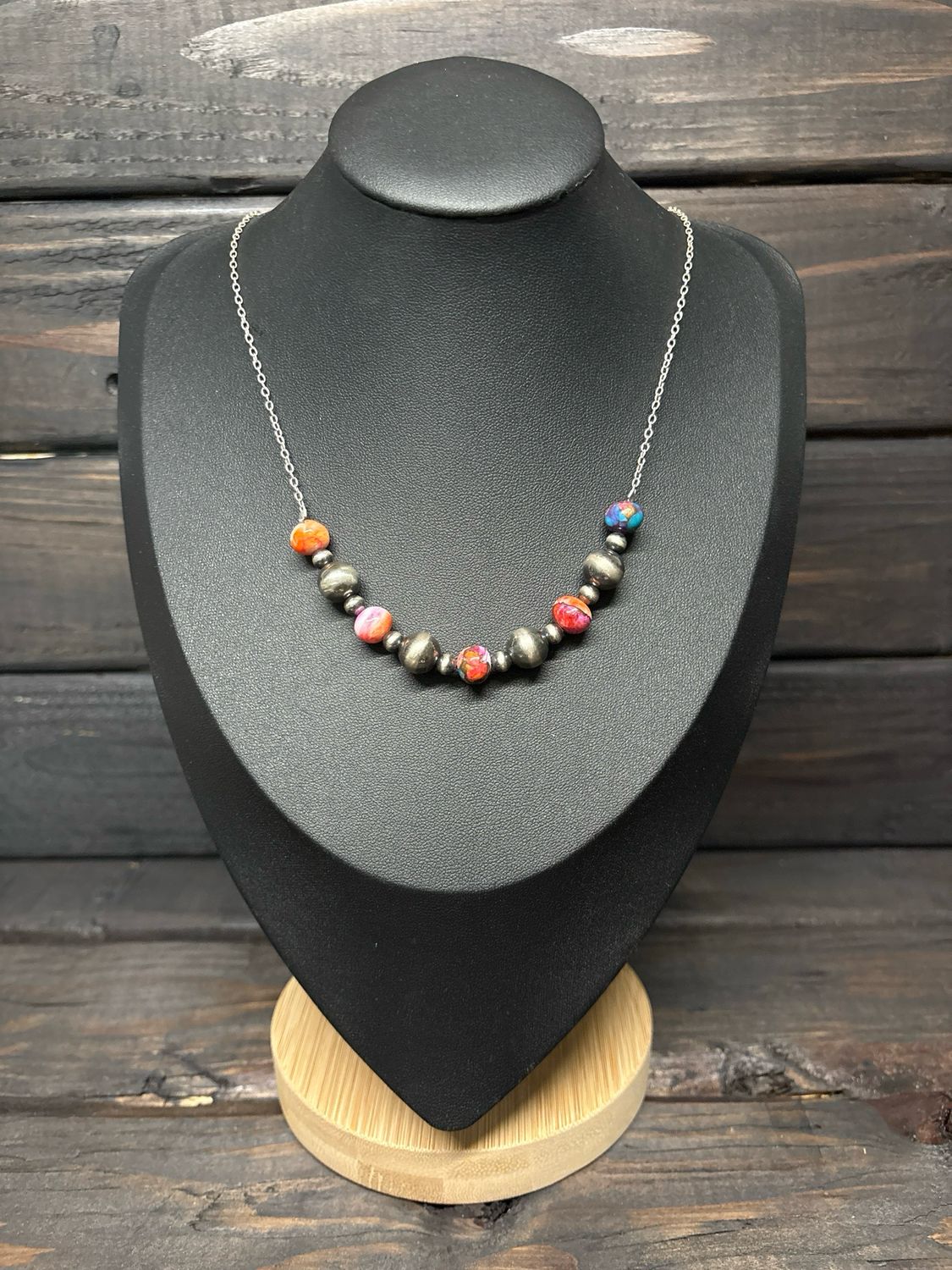Orange Dahlia, Pink Dahlia &amp; Navajo Pearl Stacker