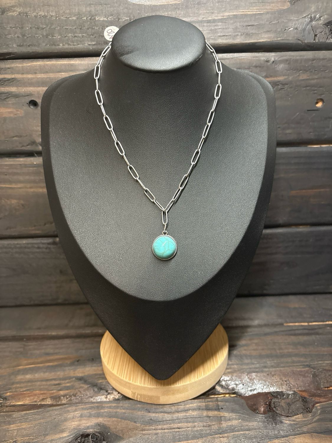 Faux Turquoise Charm Necklace