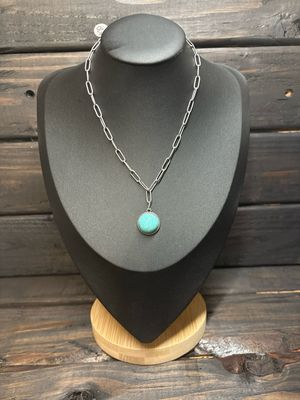 Faux Turquoise Charm Necklace