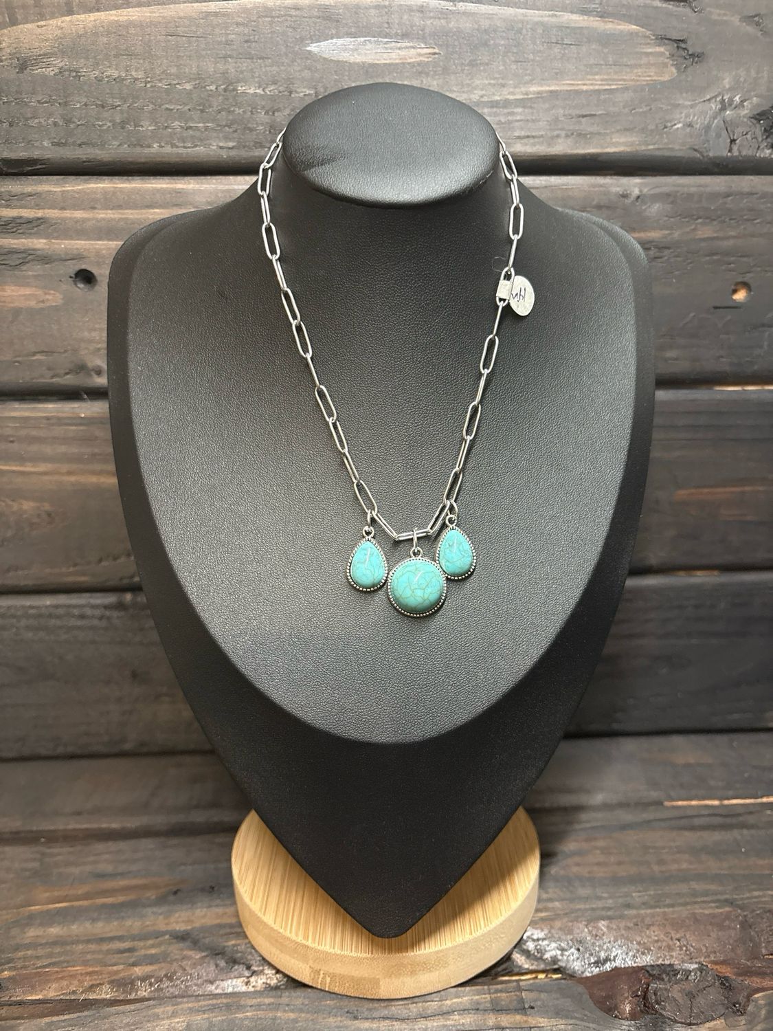 3 Faux Turquoise Charm Necklace