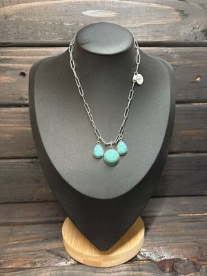 3 Faux Turquoise Charm Necklace