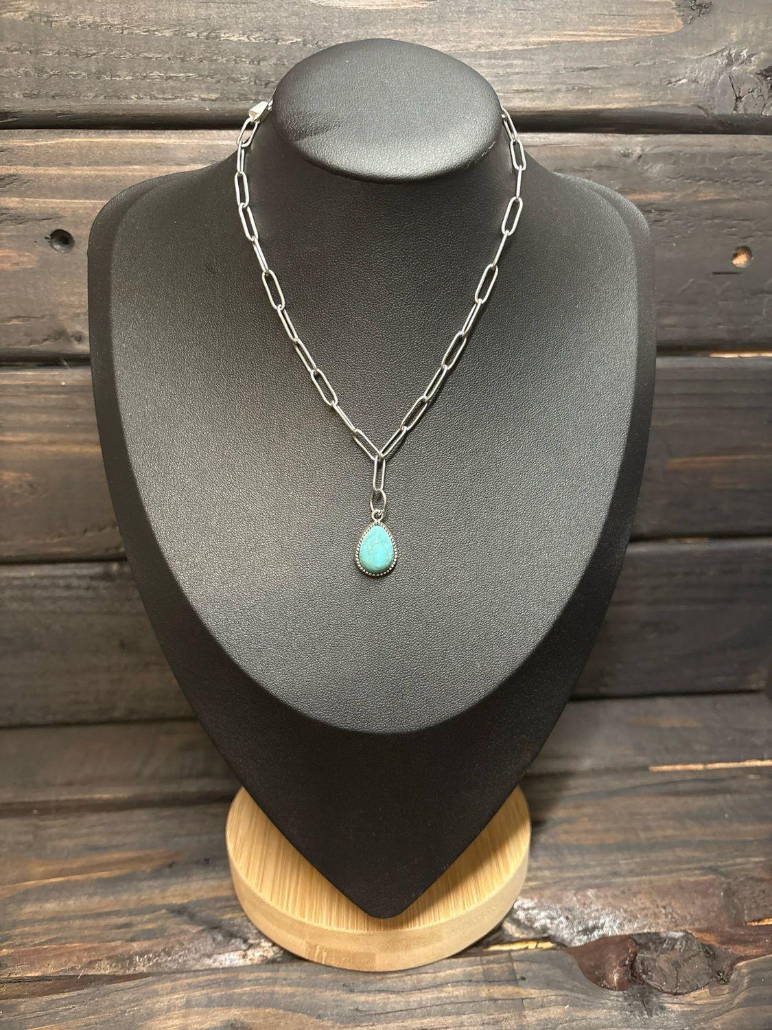 Faux Turquoise Charm Necklace