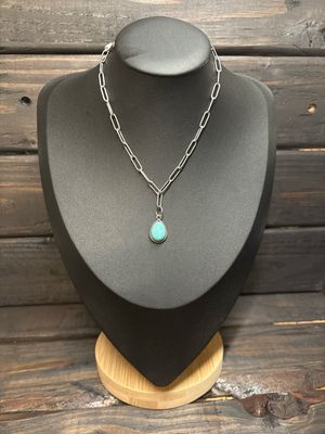 Faux Turquoise Charm Necklace