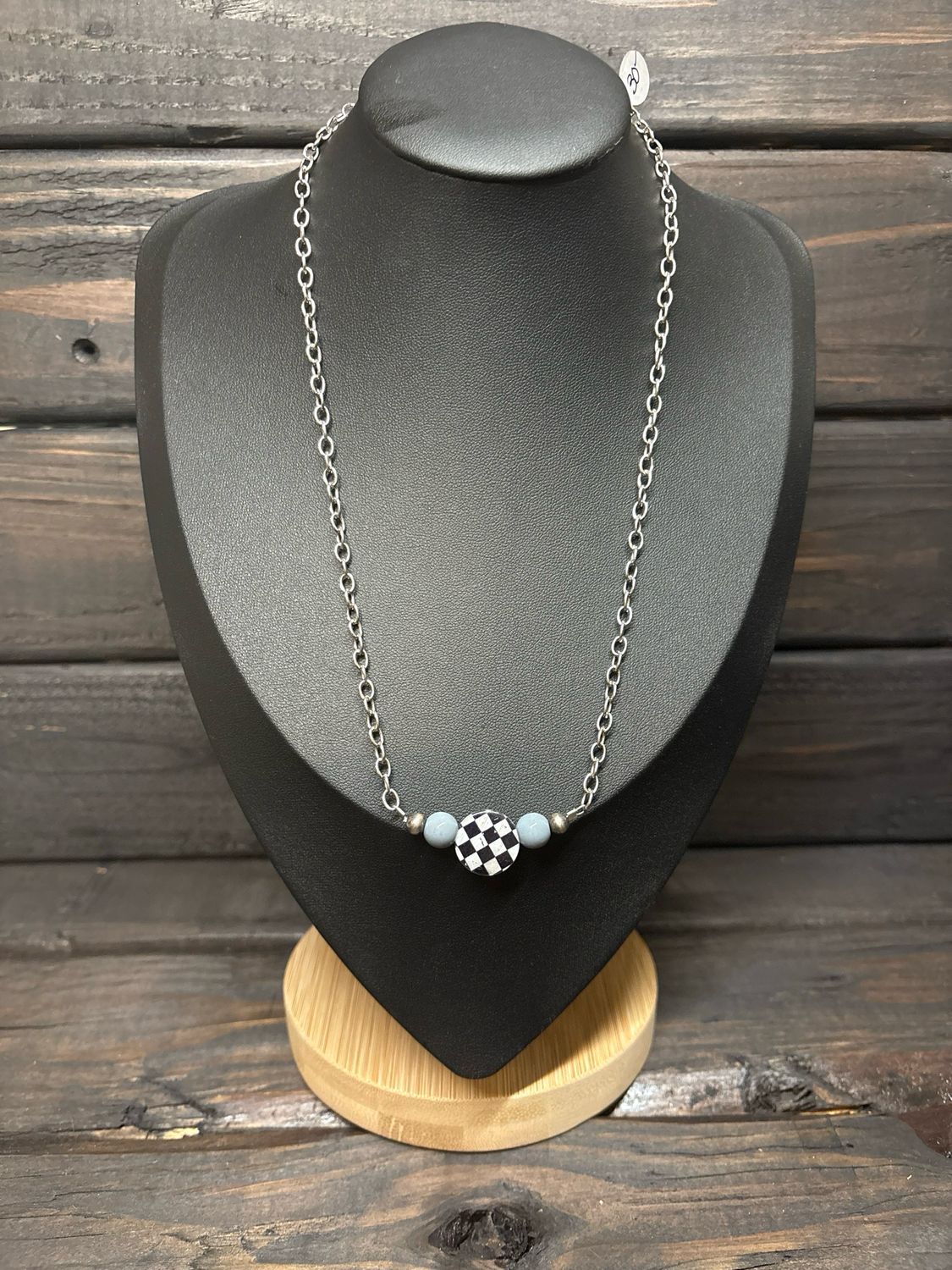 Checkers &amp; Gray Glass Stacker