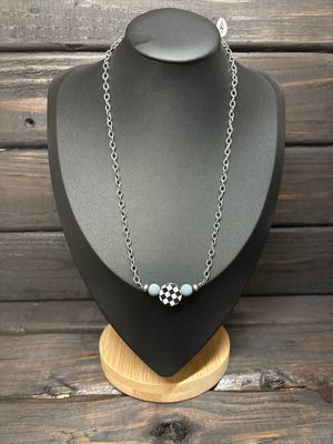 Checkers &amp; Gray Glass Stacker