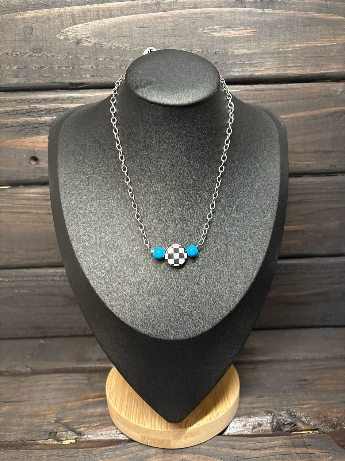 Checkered &amp; Blue Glass Stacker