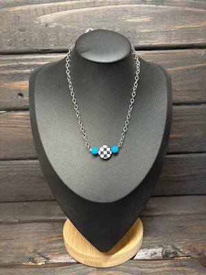 Checkered &amp; Blue Glass Stacker