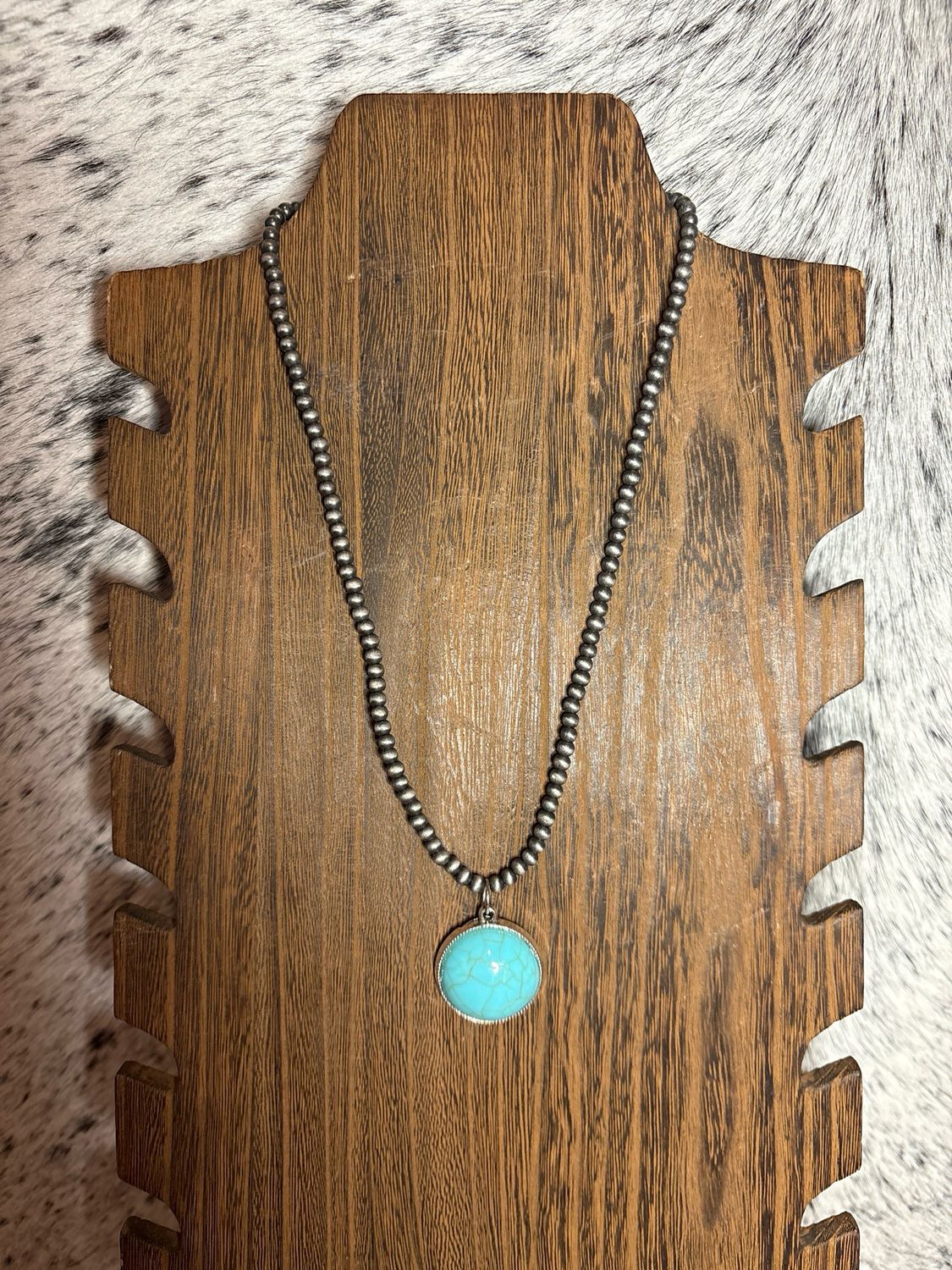 Faux Navajo Pearls &amp; Faux Turquoise Pendant