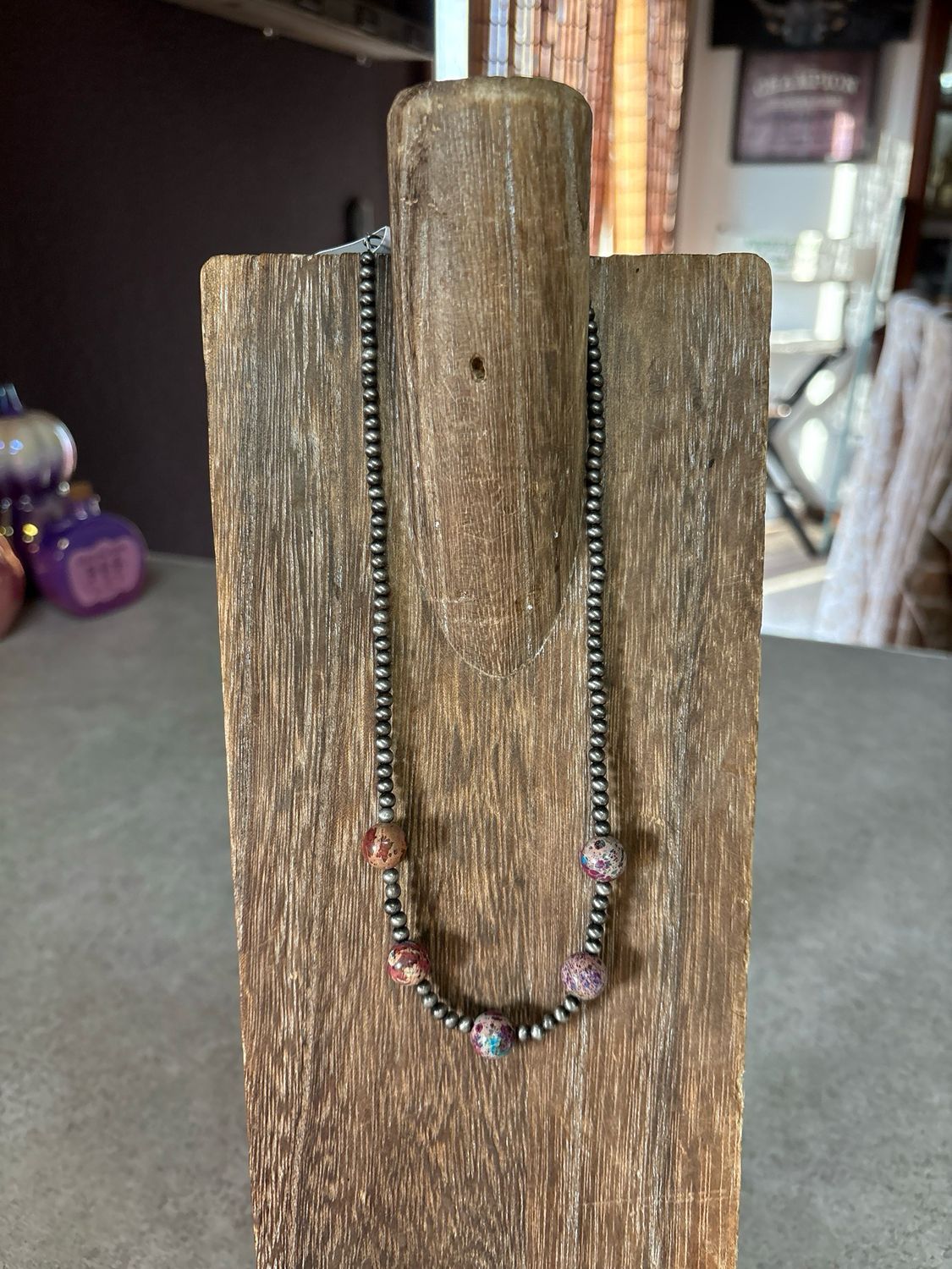 Galaxy Sea Jasper &amp; Faux Navajo Pearls