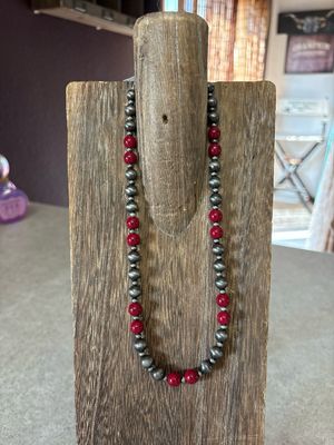 Faux Navajo Pearls &amp; Red Glass Beads