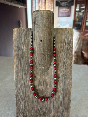 Faux Navajo Pearls &amp; Red Glass Beads