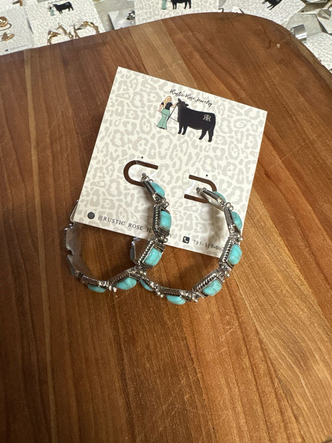 Large Faux Turquoise Hoops