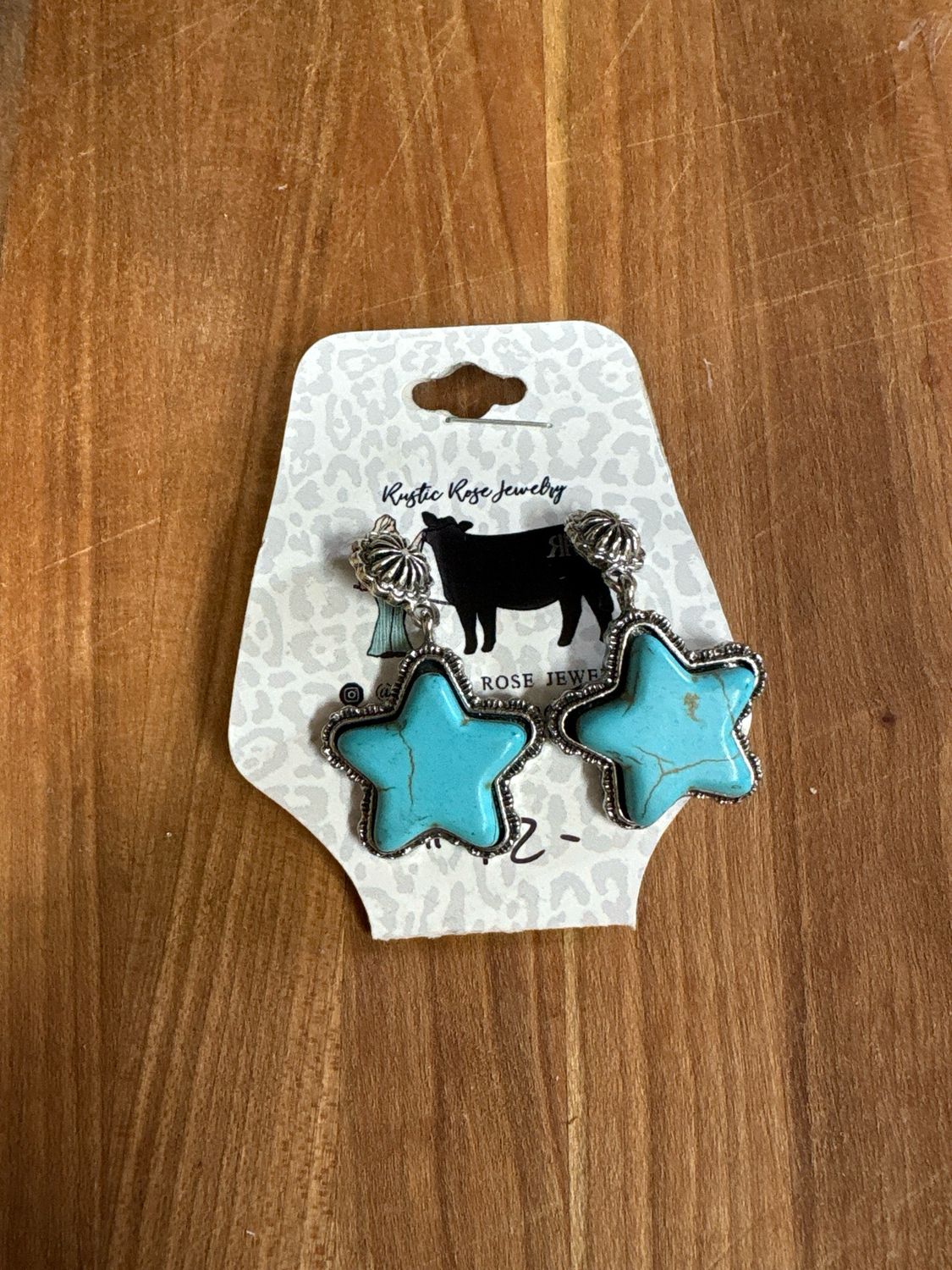 Faux Turquoise Star Earrings