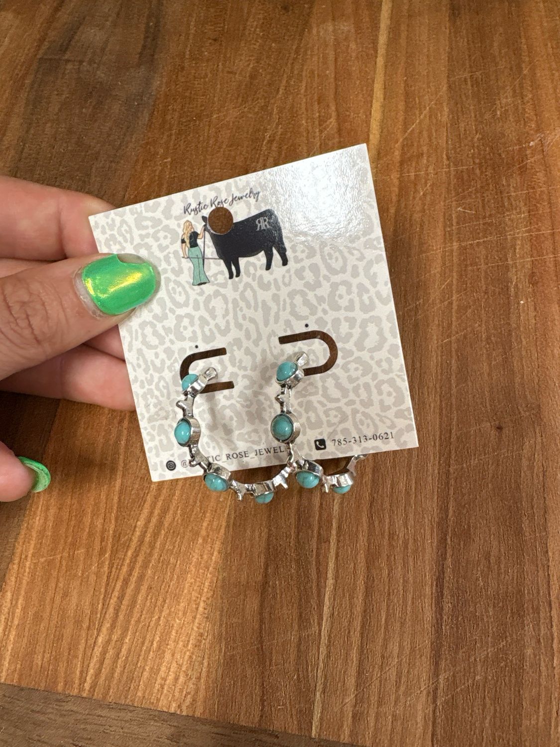 Faux Turquoise Hoops