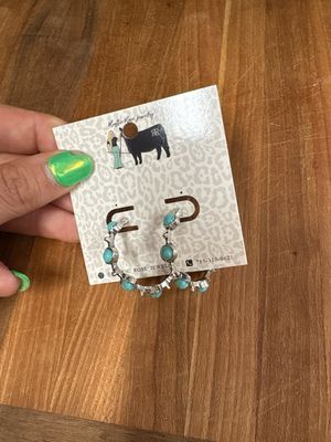 Faux Turquoise Hoops