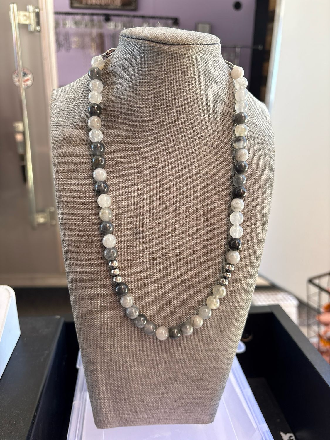 Gray Agate &amp; Navajo Pearls