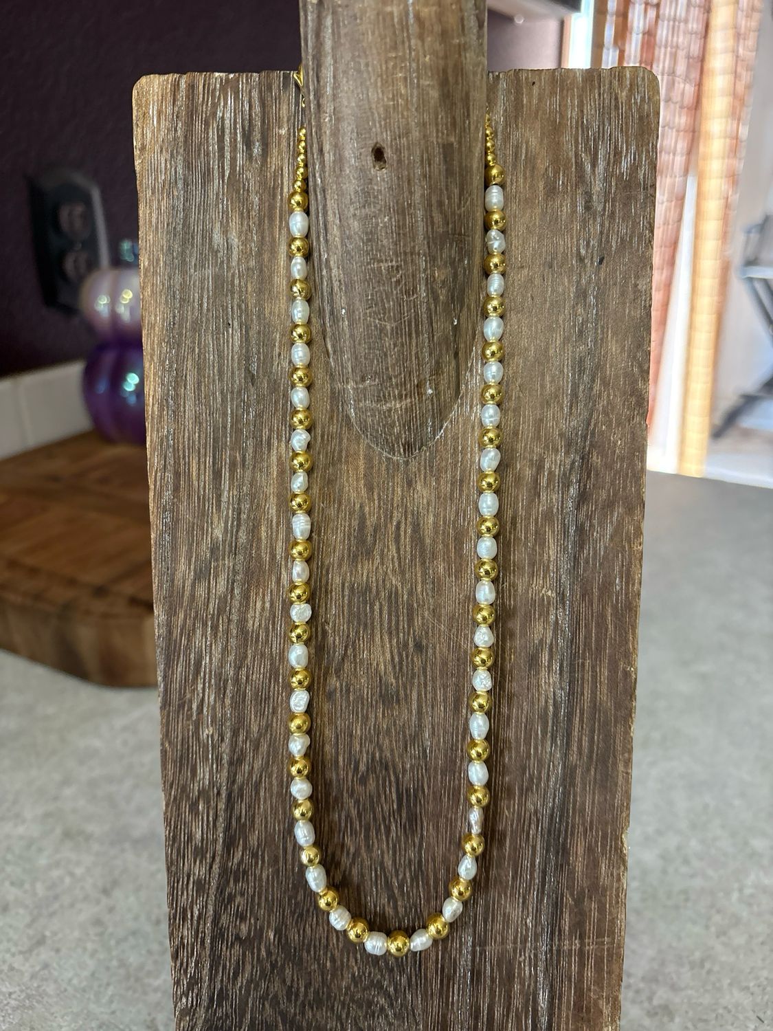 Gold &amp; Pearl Necklace