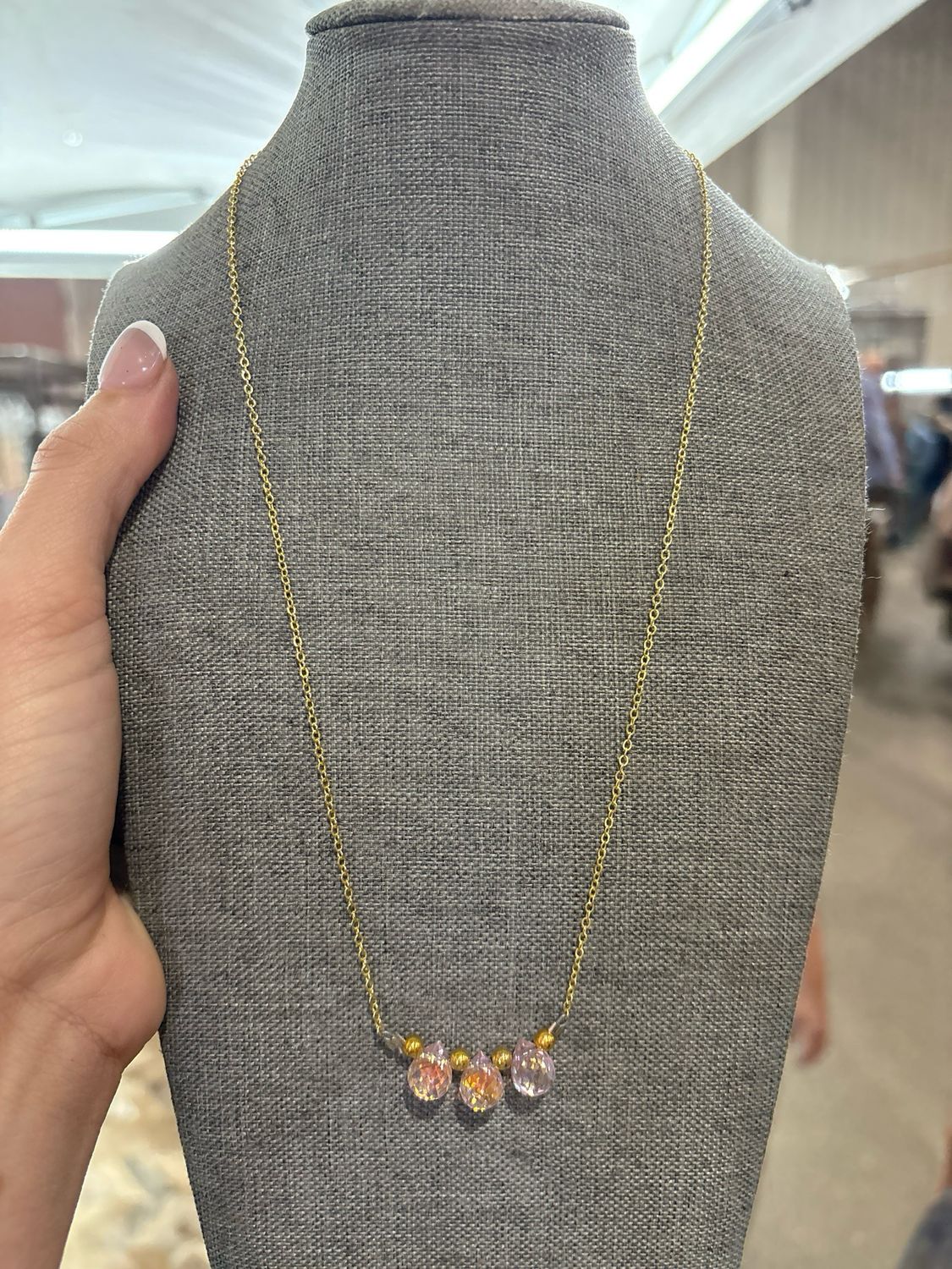 Pink Crystal &amp; Gold Stacker