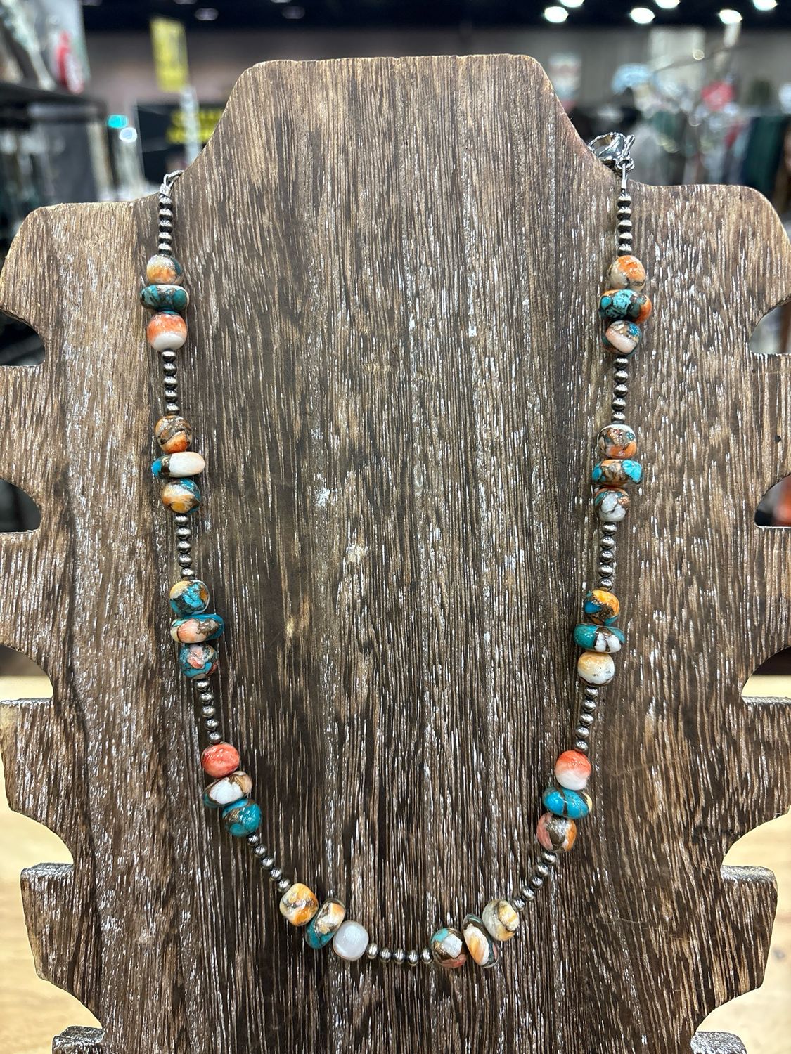 Orange Spiny Oyster &amp; Kingman Turquoise with Navajo Pearls