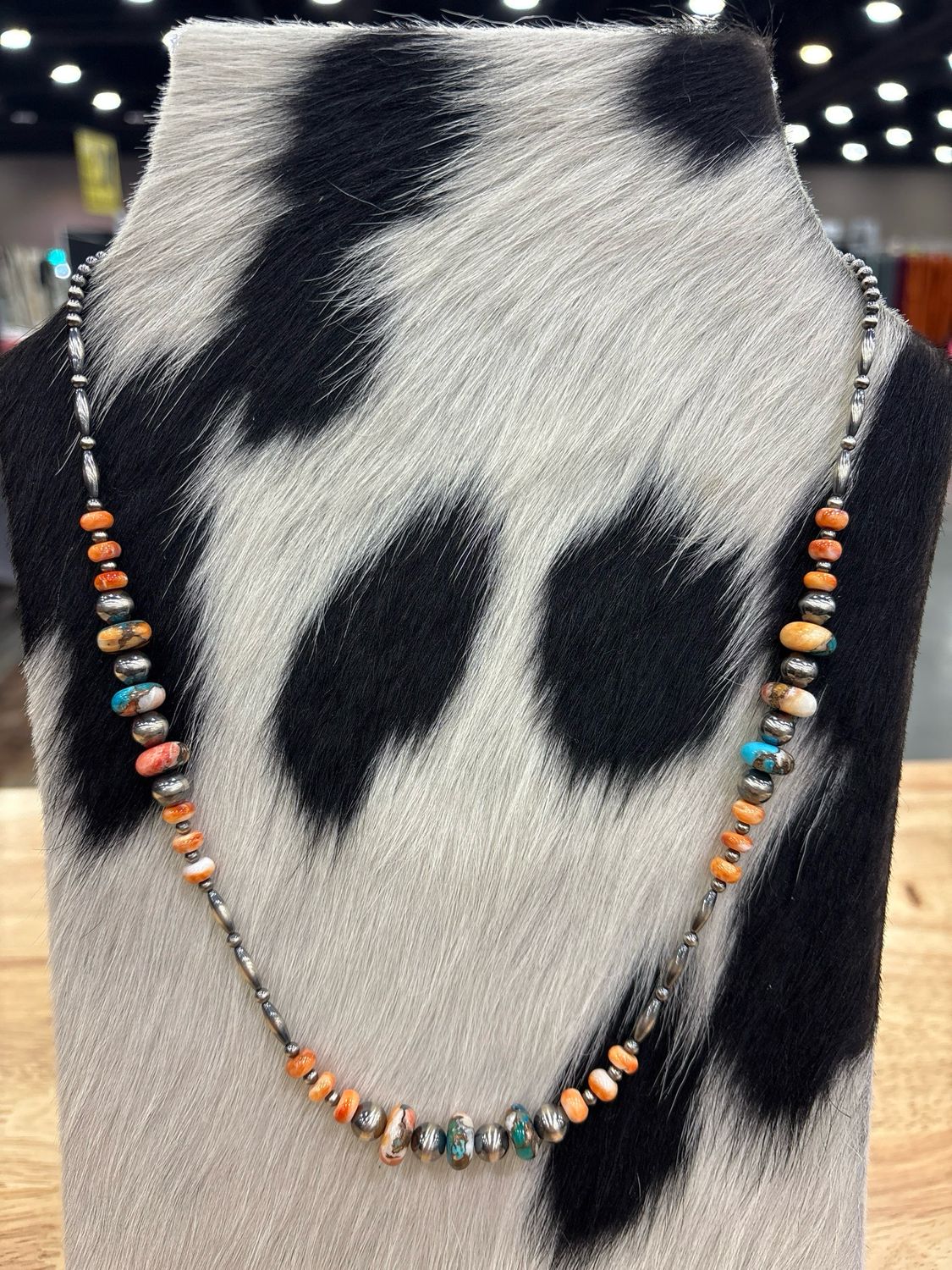 Orange Spiny Oyster &amp; Turquoise with Navajo Pearls