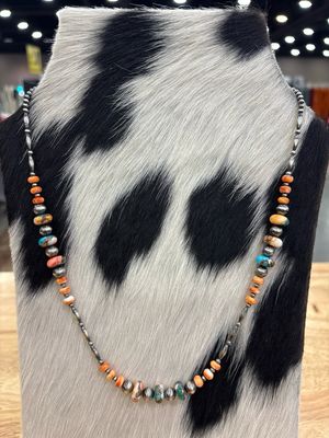 Orange Spiny Oyster &amp; Turquoise with Navajo Pearls