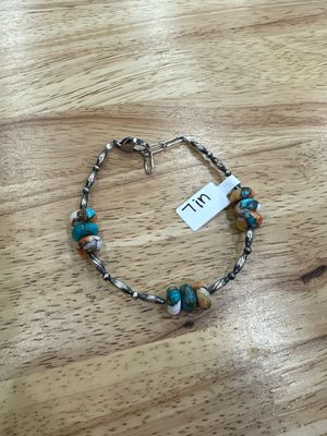 Orange Spiny Oyster &amp; Navajo Pearl Bracelet