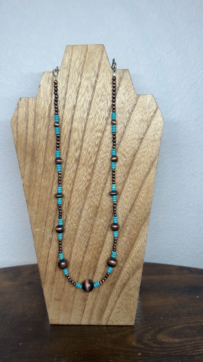 Faux Copper Navajo Pearls $ Turquoise