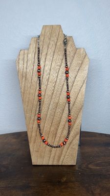 Faux Copper Navajo Pearls &amp; Orange Glass