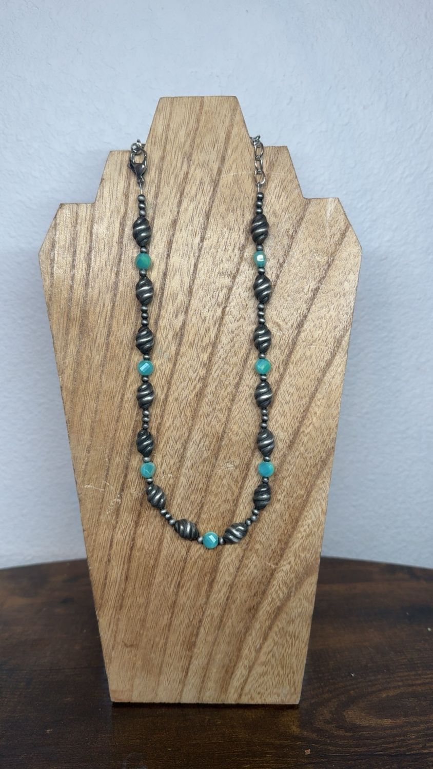 Faux Navajo Pearls &amp; Dyed Blue Agate