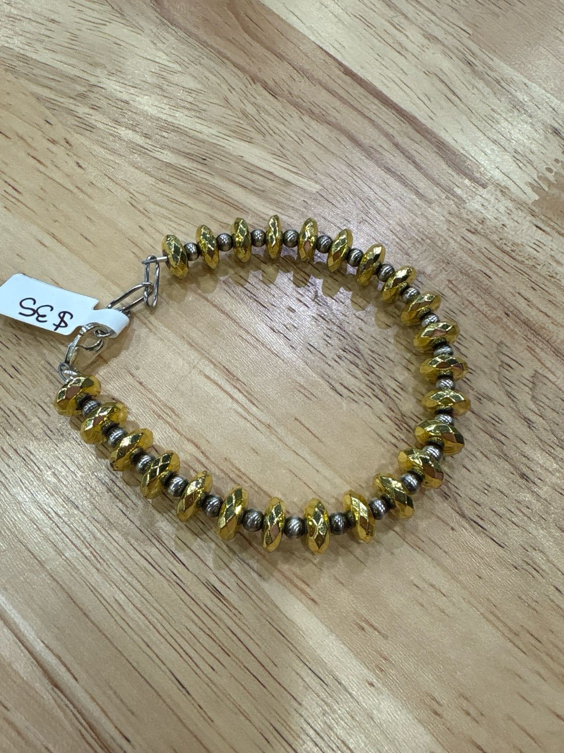 Gold Hematite &amp; Navajo Pearl Bracelet