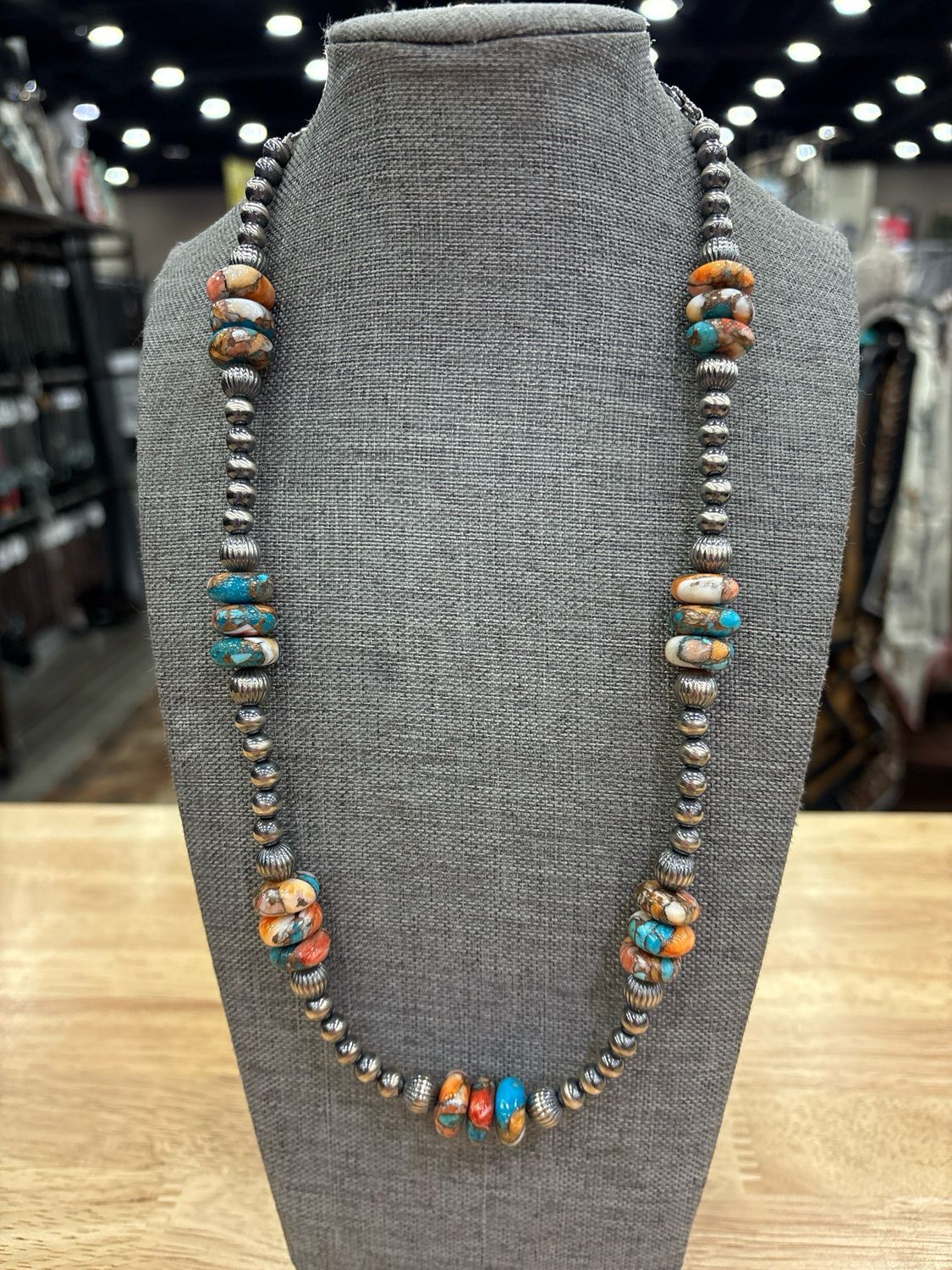 Spiny Oyster &amp; Kingman Turquoise with Navajo Pearls