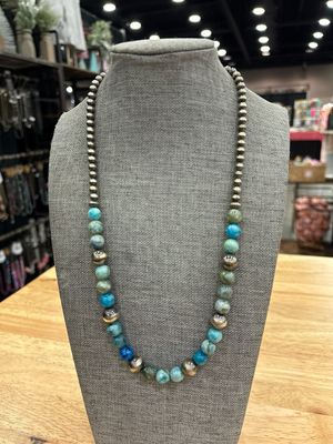 Blue Agate &amp; Navajo Pearls