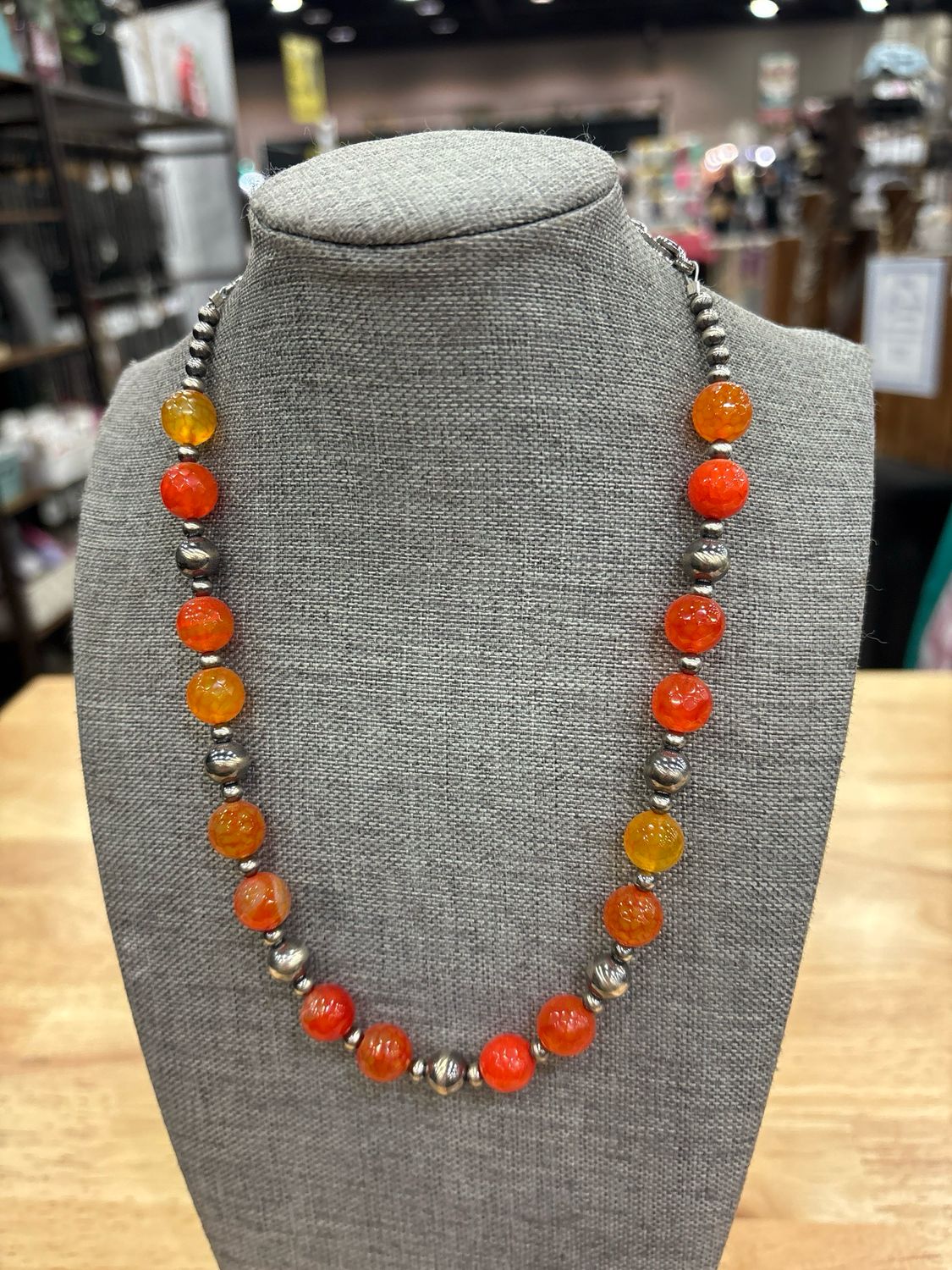 Orange Agate &amp; Navajo Pearls