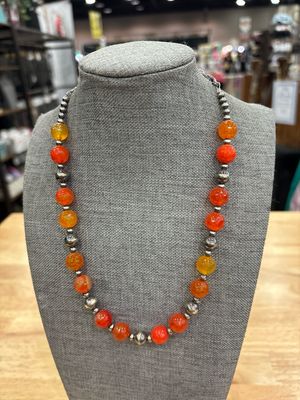 Orange Agate &amp; Navajo Pearls