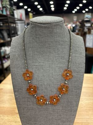 Orange Flower &amp; Navajo Pearls