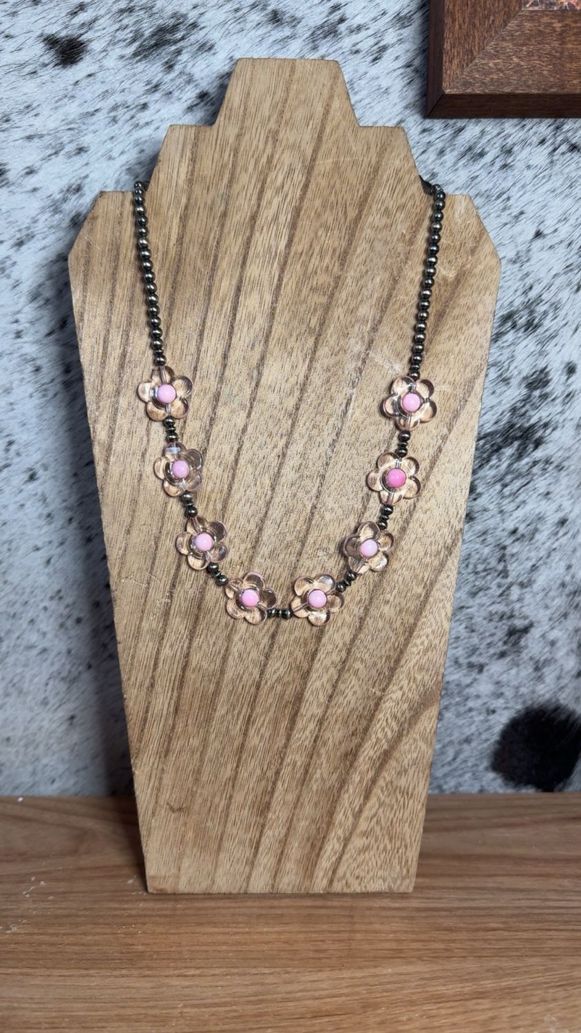 Flower, Pink Conch, &amp; Navajo Pearls