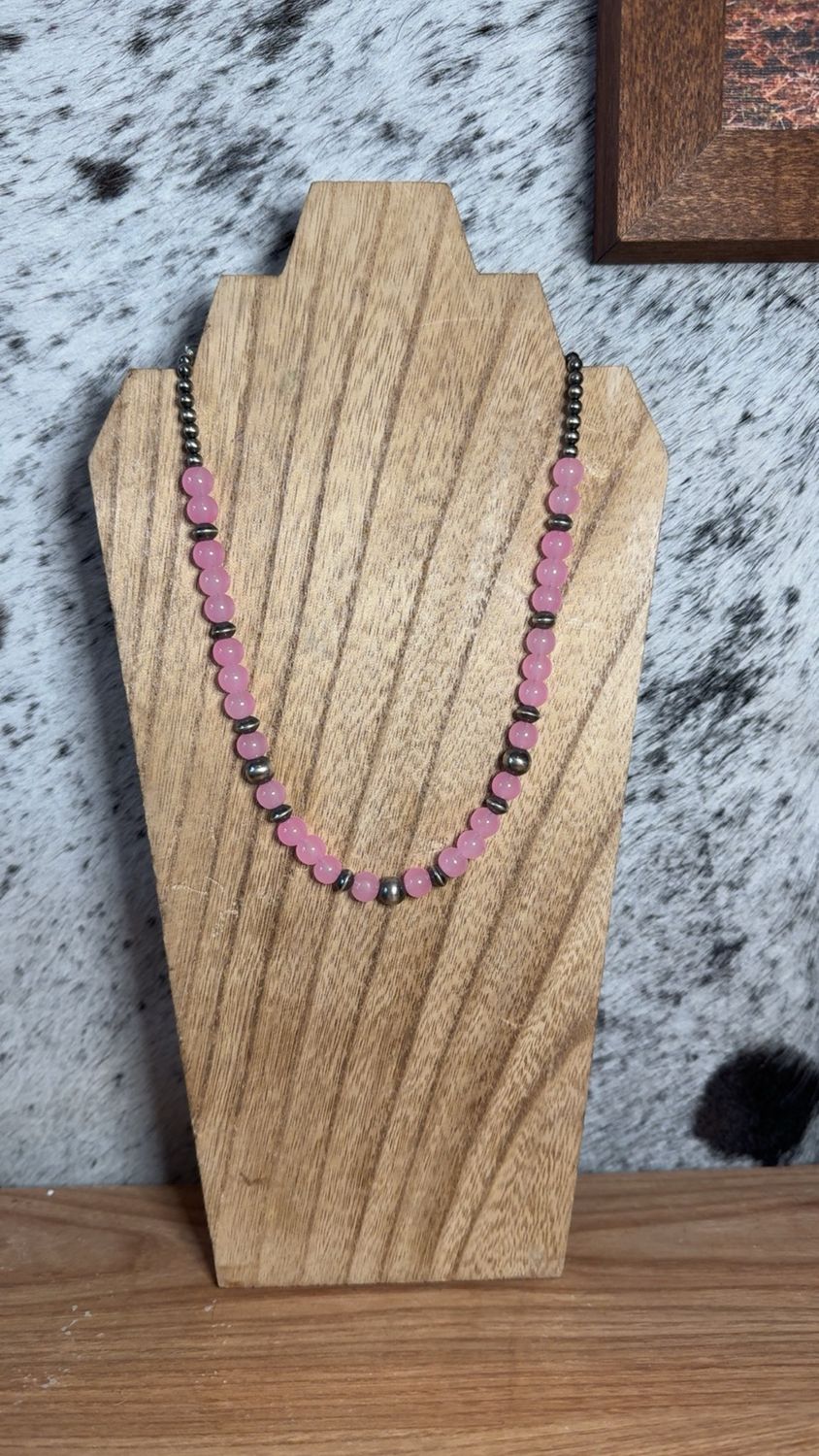 Pink Glass &amp; Navajo Pearls