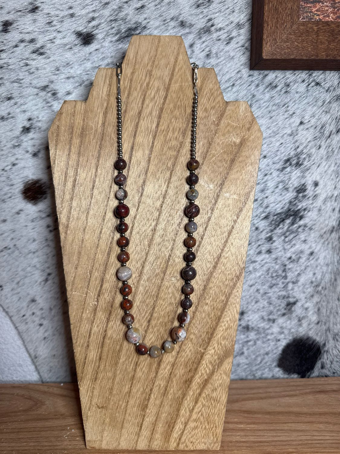 Crazy Lace Agate &amp; Navajo Pearls