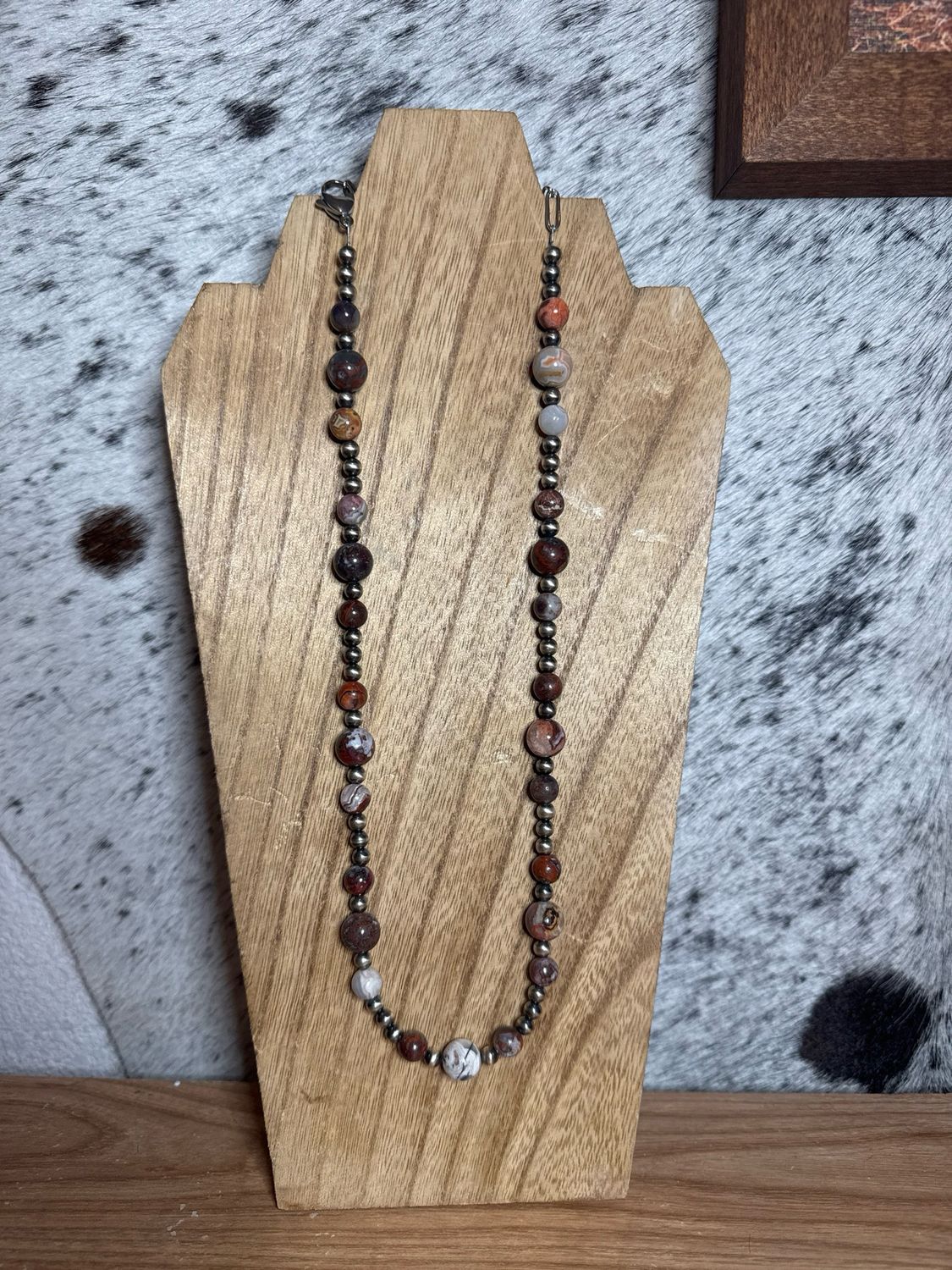 Crazy Lace Agate &amp; Navajo Pearls