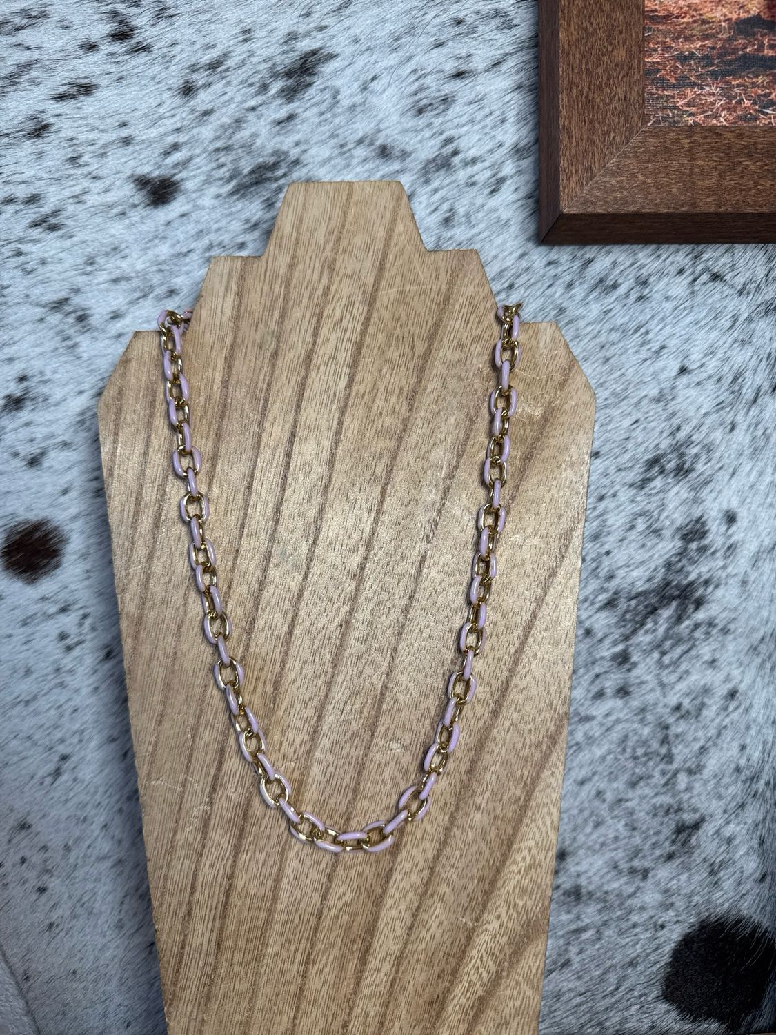 Gold Hematite Chain with Pink