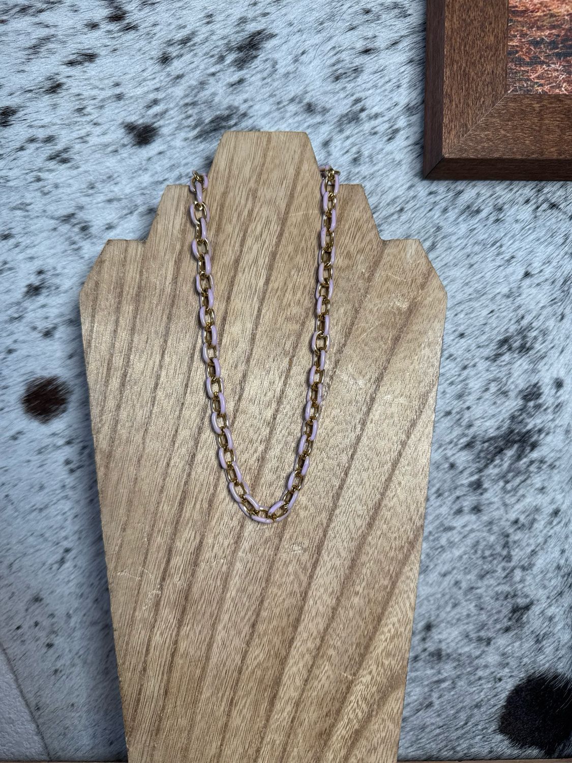 Gold Hematite Chain with Pink