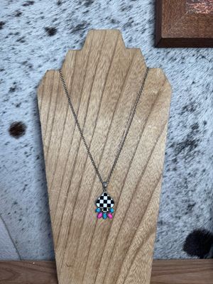 Faux Turquoise Checkered Spade