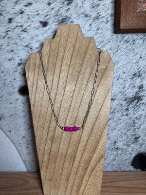 Pink Glass with Navajo Pearls