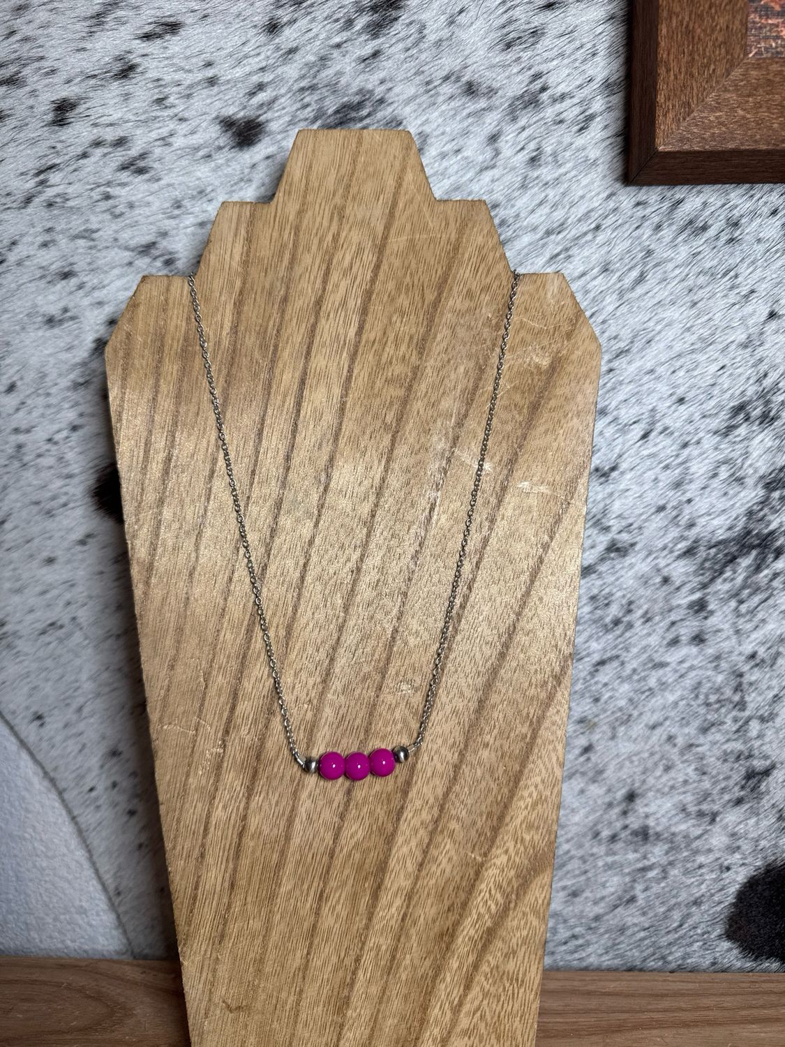 Hot Pink Glass &amp; Navajo Pearls